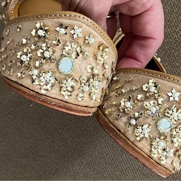 Tan Flats with Intricate Embellishments and Slip-On Design - Picture 5 of 6